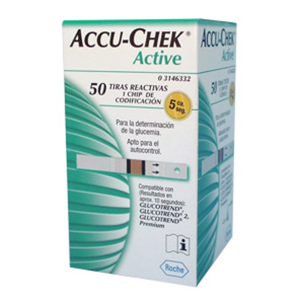 Tiras Reactivas Accu-Chek para Glucómetro Active c/50 piezas